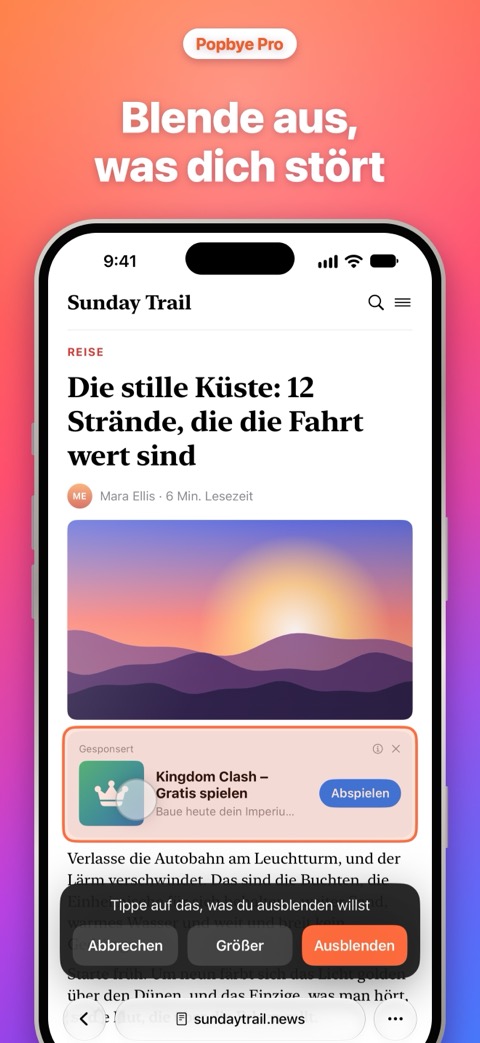 Blende auf einer Seite aus, was dich stört