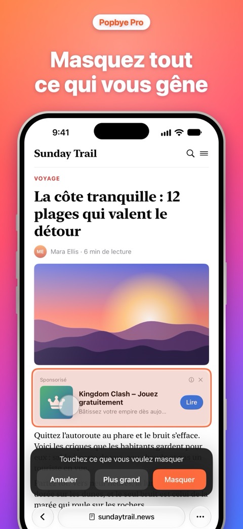 Masquez tout ce qui vous gêne sur une page