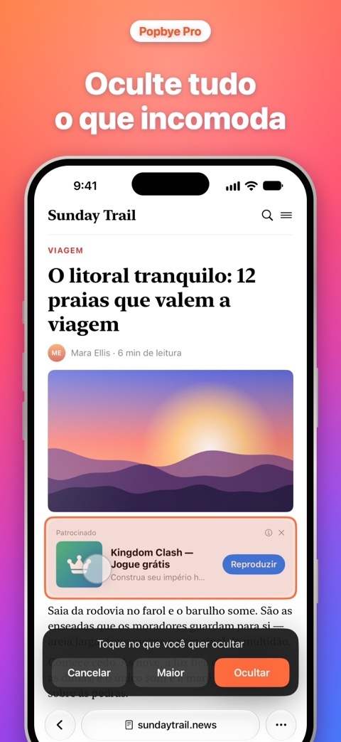 Oculte tudo o que incomoda numa página